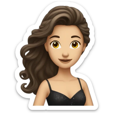 a brunette with long hair who dances ballroom dancing sticker