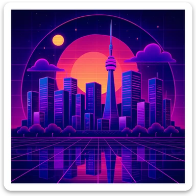 Create a retro 80's tron feel to this image  sticker