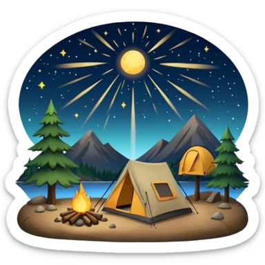 camping with meteor shower sticker