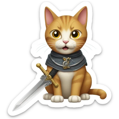 Cat whis sword  sticker