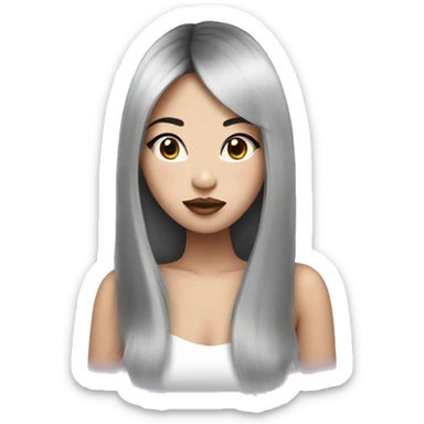 asian girl with sliver midle hair, big lips, long lashes sticker