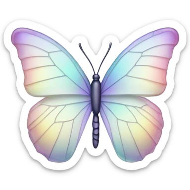 Pastel white iridescent glass crystal butterfly sticker