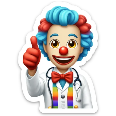 Funny young doctor clown thumbs up sticker