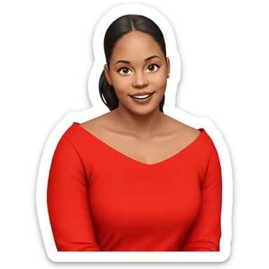 smiling girl in red shirt sticker