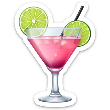 Pink cocktail with lime fruit  sticker
