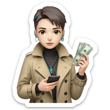 cyber punk holding money and phone sticker