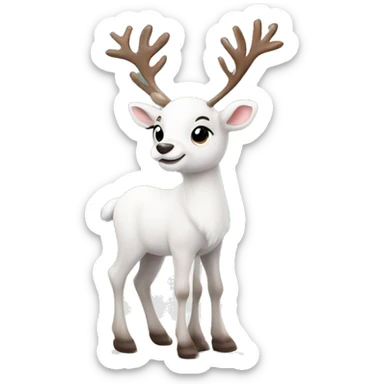 A sweet baby reindeer in white. Christmas time sticker