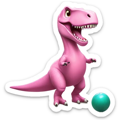 A T rex wearing a pink tutu while bowling sticker