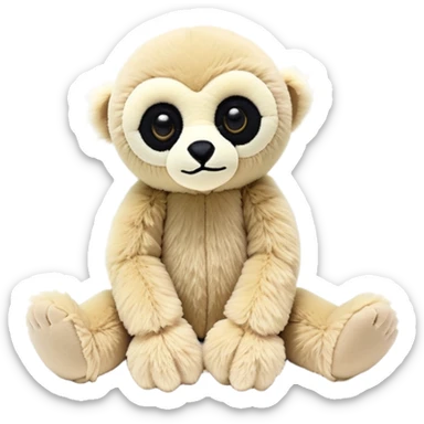 lar gibbon jellycat stuffed animal plush, soft and cute, kawaii, tiny beady black eyes sticker