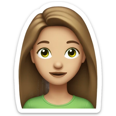 girl with long brown hair and green eyes sticker