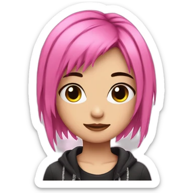 Emo girl with pink streak in her hair sticker