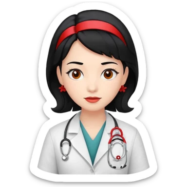 doctor with black hair and red hairclips  sticker