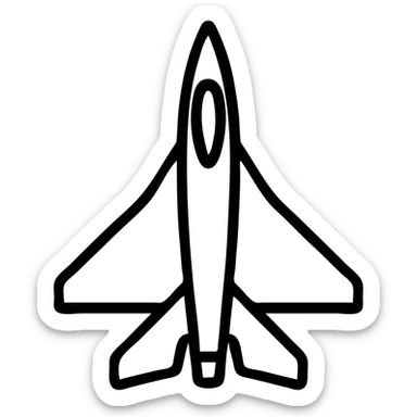 minimal outline icon of a fighter jet sticker