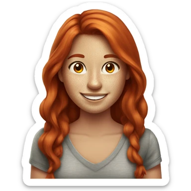 long red hair girl with freckles smiling sticker