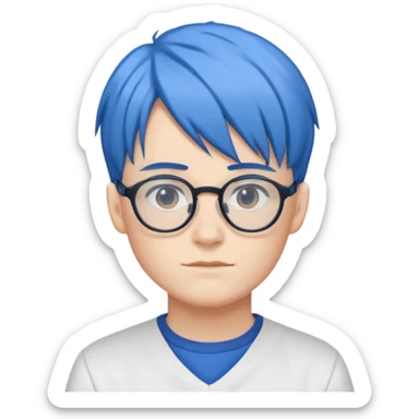Faker with blue hair, T1 uniform, wearing glasses, white uniform











 sticker