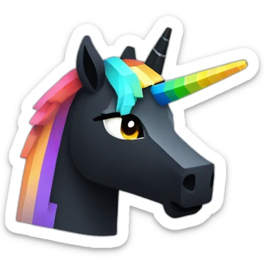 Minecraft Rainbow Black Unicorn Head With Diamond Horn sticker
