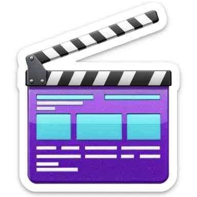 Glitter purple and cian clapperboard sticker