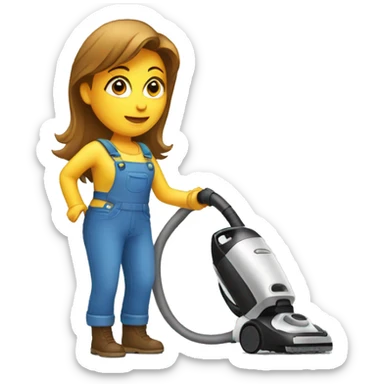 woman looking into vacuum cleaner sticker