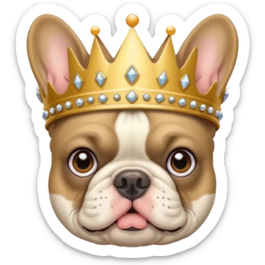 French bulldog wearing a crown sticker