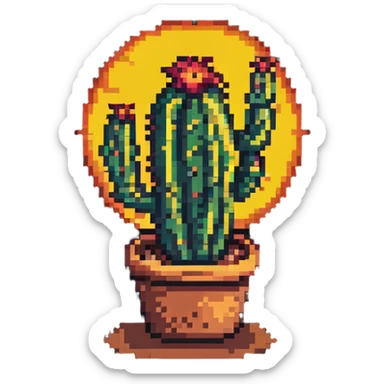 cactus in a desert with sun sticker