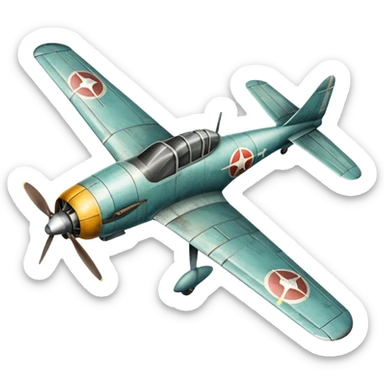 vintage propeller fighter plane sticker