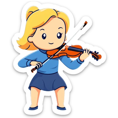 Middle-aged blonde woman playing violin, focused expression sticker