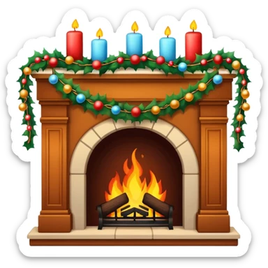christmas fireplace sticker