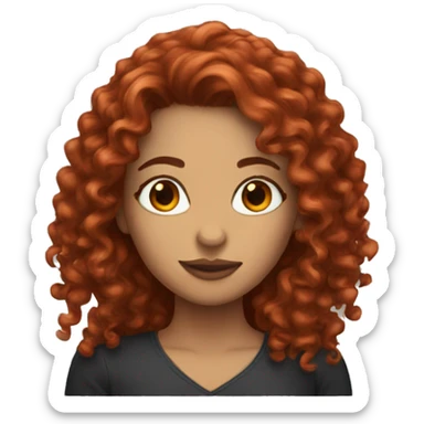 woman with red, long and curly hair and hazel eyes sticker
