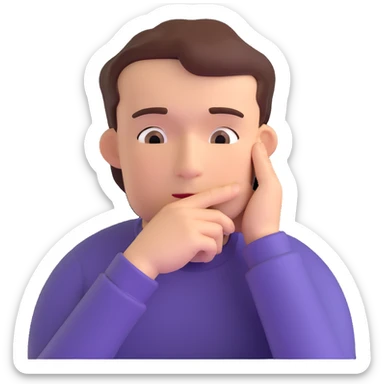thinking face, hand on chin sticker