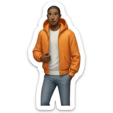 orange jacket meets gentle gaze sticker