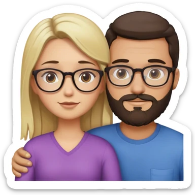 Bir adam ve bir kız var adam koyu kahve saçlı kirli sakallı gözlüklü biri kiz iste kumral saçlı  ikisi birbirine ssriliyorlar sticker