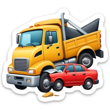 Truck crashing into car sticker