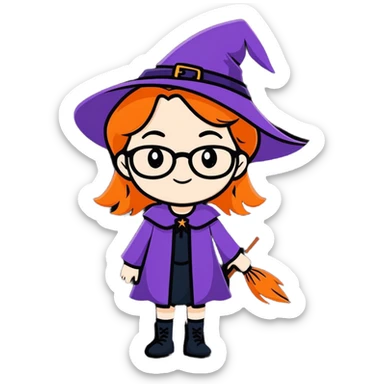 A pretty witch with nerdy glasses sticker