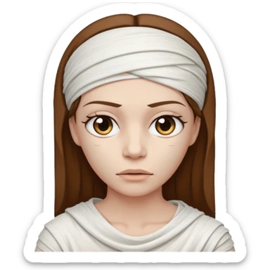 Mummy, his clothes:white T-shirt, brown hair sticker