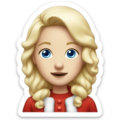 Girl dressed as Santa Claus, blue eyes, blond hair sticker