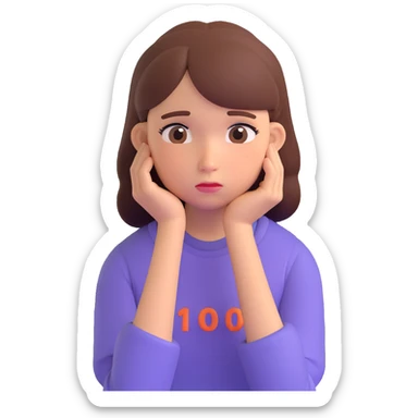 a sad teenage girl student  sticker