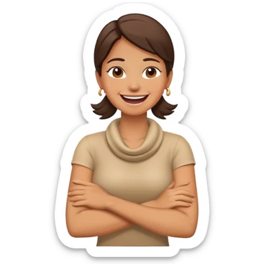 arms crossed holding neck laughing woman sticker