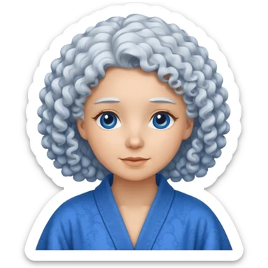  curly white haired woman in blue robe sticker