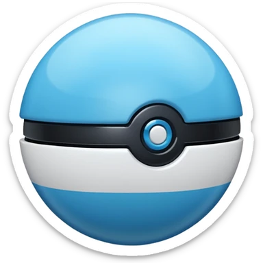 vibrant blue pokeball emoji with a black stripe and highlights sticker
