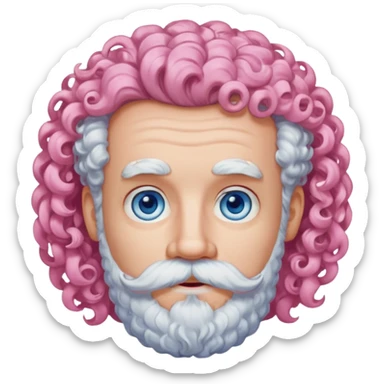 very white bearded and white mustached, pink curly haired  sticker
