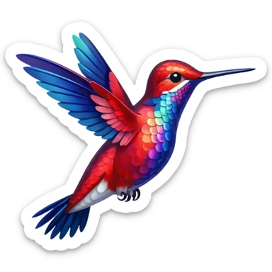 Color red and navy blue hummingbird sticker