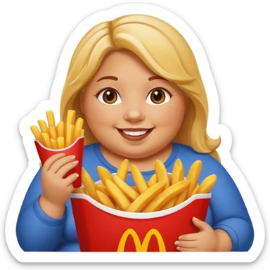 Fat Girl munching fries sticker