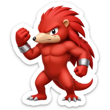 Sonic the hedgehogs friend knuckles a red animal  sticker