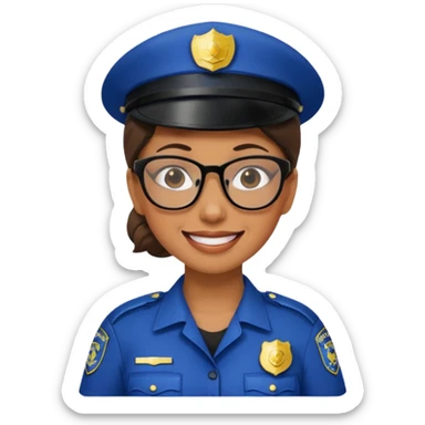woman police with glasses sticker