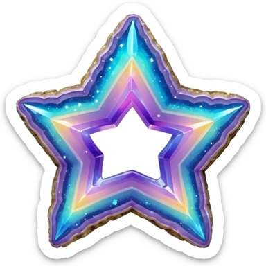 hd detailed glittering holographic star shaped geode sticker
