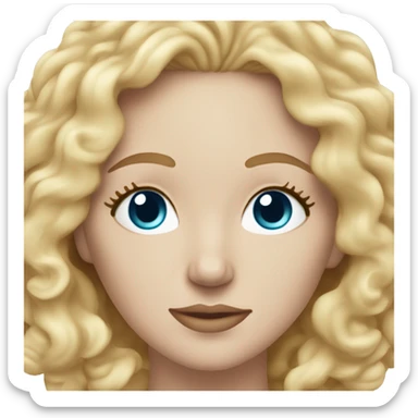 White girl- ocean blue eyes closed- beauty face mask massage full care- blonde curly hair sticker