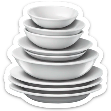 clean stack of dishes with bubbles sticker