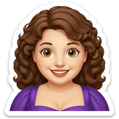 30 yr old italian woman, chubby, brown wavy hair, big brown eyes, huge smile, fancy dress, no bangs sticker