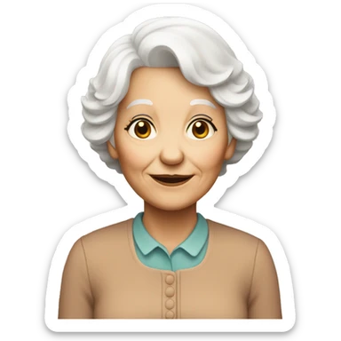 old lady short white hair with side bangs  sticker