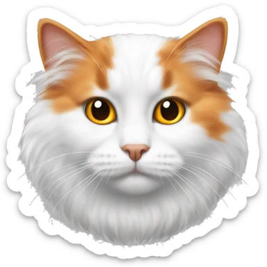 fluffy white and orange turksih van cat sticker